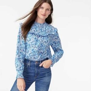 J. Crew Smocked Popover Top in Liberty Elysian Day Floral Blouse